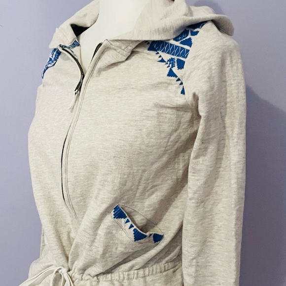 Anthropologie Lilka Embroidered Epaulette French Terry cotton Gray Hoodie - Picture 5 of 5